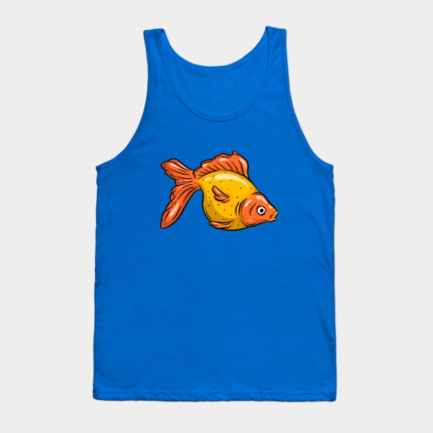 Orange Tropical Fish Cartoon Illustration Goldfish Design Tank Top by Squeeb Creative